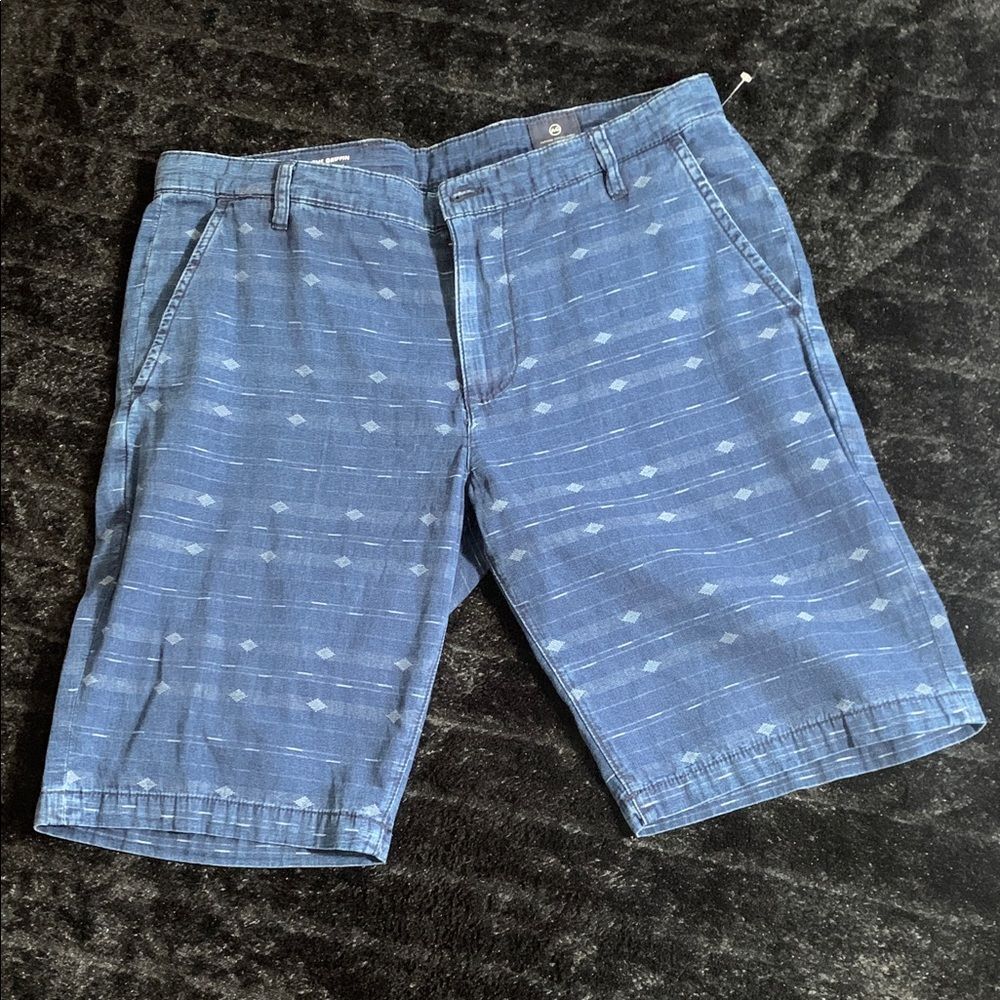 Ag Adriano Goldschmied Blue Geometric Tribal Patterned Flat-Front Shorts 32 NWT